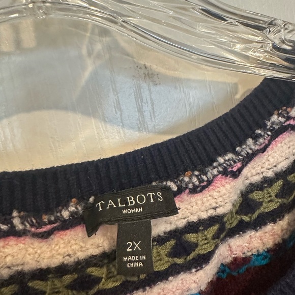 Talbots women’s Beaded Fair Isle Pullover wool blend Sweater plus size 2x - Picture 4 of 9